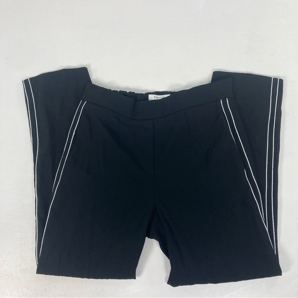 Aritzia Babaton Conan Black Side Stripe High Rise Cropped Pants Size 2 Pull On - Picture 5 of 16